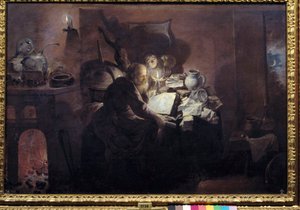 El alquimista en su estudio de David III Ryckaert