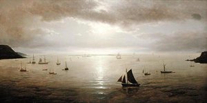 Plymouth Sound a la luz de la luna de David James
