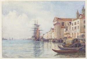 El Canal de la Giudecca con Barcos cerca de la Chiesa dei Gesuati
