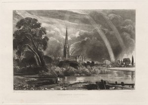 Catedral de Salisbury desde Meadows (plato pequeño) de David Lucas