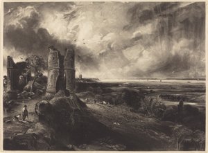 Castillo de Hadleigh (Placa grande) de David Lucas after John Constable