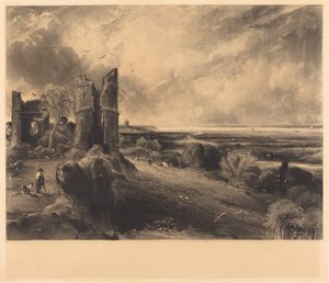 Castillo de Hadleigh (Placa grande) de David Lucas after John Constable