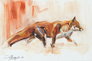 Zorro rojo, 2015 (óleo sobre lienzo) de David Mayer