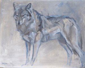 Wolf 1, 2023 (óleo sobre lienzo) de David Mayer