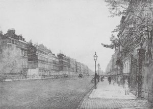 Londres: Portland Place (litografía en color) de David Muirhead (after) Bone