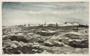 Una Vía Dolorosa: Granja Mouquet, ilustración de "The Western Front", pub. by Country Life Ltd de David Muirhead Bone