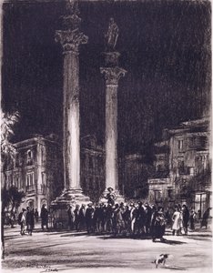 Una barata entre las columnas romanas de la Almeda de Hércules, Sevilla