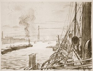 Un barco hospital en una base, ilustración de 
