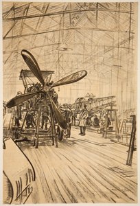 Un avión en el cepo, ilustración de "The Western Front", pub. by Country Life Ltd de David Muirhead Bone