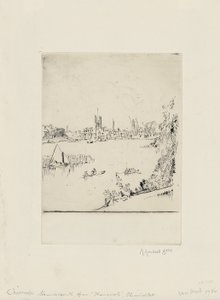Hammersmith desde Thamescote, Chiswick Mall de David Muirhead Bone
