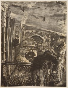 Interior de la torreta, ilustración de "The Western Front", pub. by Country Life Ltd