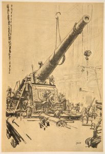 Montaje de un gran cañón, ilustración de 