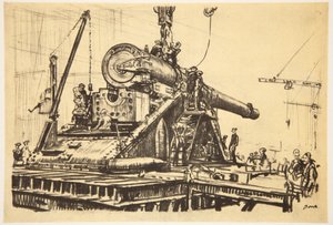 Montaje de un gran cañón, ilustración de 