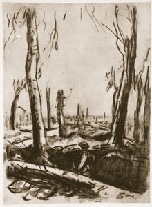 Trincheras en ruinas en el bosque de Mametz, ilustración de "The Western Front", pub. by Country Life Ltd.