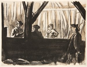 Soldados escoceses en un granero francés, ilustración de 
