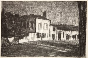 Refugios de soldados, luz de luna, ilustración de 