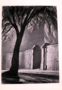Noche suburbana, c.1920 (carboncillo) de David Muirhead Bone