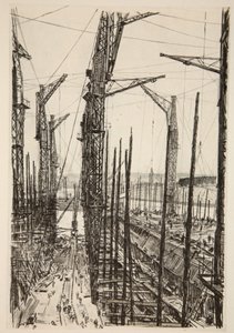 Las Siete Grullas, ilustración de "The Western Front", pub. by Country Life Ltd de David Muirhead Bone