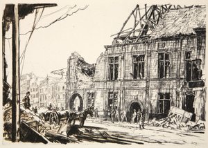 El Ayuntamiento de Peronne, ilustración de "The Western Front", pub. by Country Life Ltd