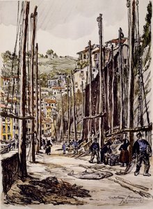 Los Atuneros, Cudillero, Costa Asturiana de David Muirhead Bone