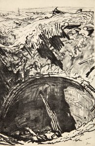 La fosa de la Granja Mouquet, ilustración de "The Western Front", pub. by Country Life Ltd de David Muirhead Bone