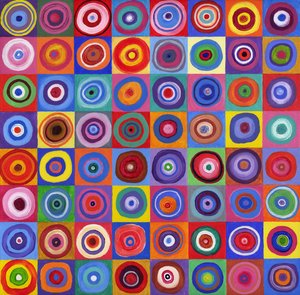 En círculo cuadrado 64 según Kandinsky, 2012 (acrílico sobre lienzo) de David Newton