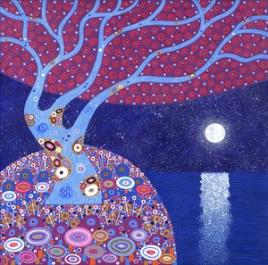 Luna de medianoche, 2016 (acrílico sobre lienzo) de David Newton