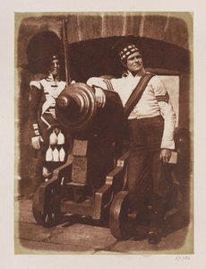 Artillero y montañés, Castillo de Edimburgo de David Octavius Hill