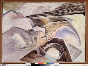 Composición cubista - Pintura de David Petrovich Sterenberg (1881-1948), óleo sobre madera de David Petrovich Sterenberg