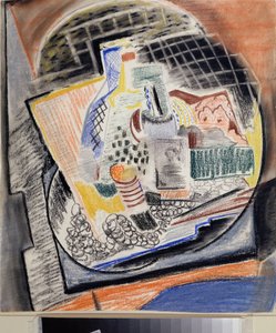Nature morte cubiste (Naturaleza muerta cubista) - Oeuvre de David Petrovich Sterenberg (1881-1948), pastel sur papier de David Petrovich Sterenberg