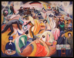Un cabaret a Paris (Un club nocturno en París) - Oeuvre de David Petrovich Sterenberg (1881-1948), huile sur toile de David Petrovich Sterenberg