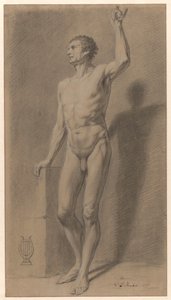 Desnudo masculino de pie; estudio de la academia