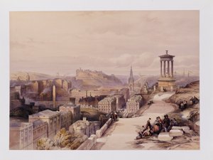 Vista de Edimburgo, de "Escocia delineada en una serie de vistas por J.M.W. Turner, David Roberts, etc.", c.1850