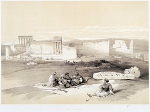 Baalbec (Baalbek) en Líbano, dibujo realizado el 05/05/1839 en “La Tierra Santa”, Londres 1849 de David Roberts
