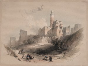Ciudadela de Jerusalén, sin las murallas, Torre de David, 1839