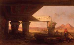 Paisaje egipcio con una vista lejana de las pirámides de David Roberts