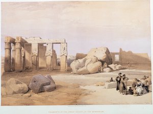 Fragmentos de los grandes Colosos, en el Memnonium, en "La Tierra Santa", Londres 1849 de David Roberts