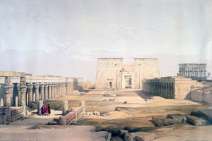 Gran enfoque al Templo de Filae, Nubia, siglo XIX de David Roberts