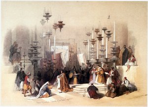 En Tierra Santa: Jerusalén, Iglesia del Santo Sepulcro, Piedra de la Unción ... de David Roberts