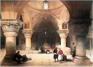 En Tierra Santa: Jerusalén, Iglesia del Santo Sepulcro, cripta (grabado)
