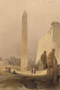 Obelisco en Luxor, de "Egipto y Nubia", Vol.1 de David Roberts