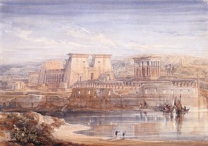 Philae: A View Of The Temples From The South (acuarela y gouache sobre papel blanco) de David Roberts