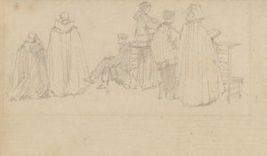 Estudios de figuras en una iglesia de David Roberts