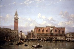 El Palacio Ducal, Venecia, desde el Bacino di San Marco de David Roberts