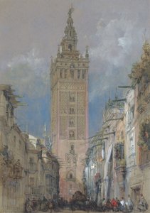 La torre morisca en Sevilla, llamada la Giralda, España de David Roberts
