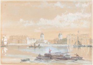 El Colegio Naval desde el río en Greenwich de David Roberts