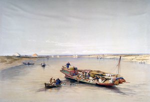 El Nilo mirando hacia las Pirámides de Dahshur y Saqqarah, siglo XIX de David Roberts