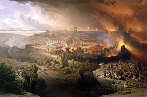 Asedio y destrucción de Jerusalén por los romanos bajo el mando de Tito, 70 d.C. de David Roberts