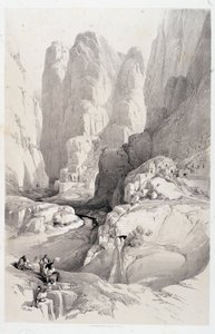 El Teatro (entrada a Petra), dibujo realizado el 10/03/1839 en “La Tierra Santa”, Londres 1849 de David Roberts