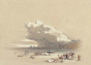 El acceso a Petra, mirando hacia una antigua torre de vigilancia de David Roberts
